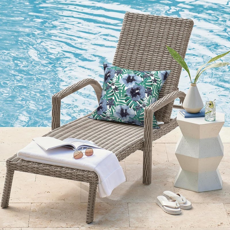 DYTXIII Pack of 2 Waterproof Outdoor Pillow with Inserts, 18x18 Square Patio Decorative Throw Pillow for Home,Sofa,Bench and Patio Furniture,Blue Salmone Tropical - Image 2